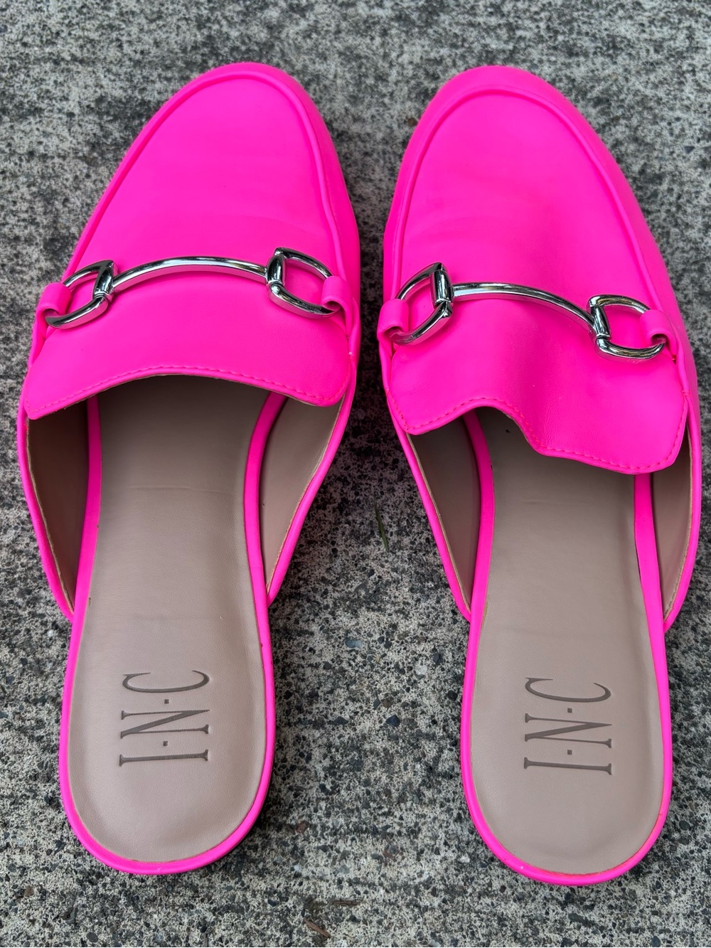 INC Gilia Hot Pink Horsebit Mule Loafers 9.5M